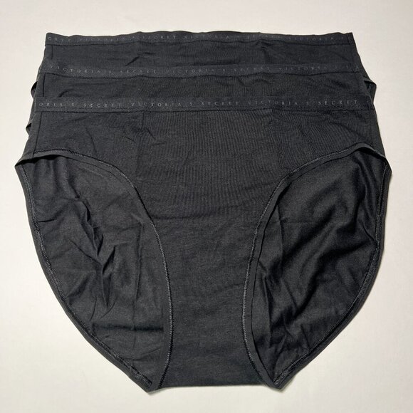 Victoria Secret XXL / 2XL Brief Panties High Waist High Leg Cotton Black Lot 3 - Picture 1 of 5